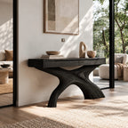 Contemporary Flowing X Leg Console Table With Drawers For Entryway