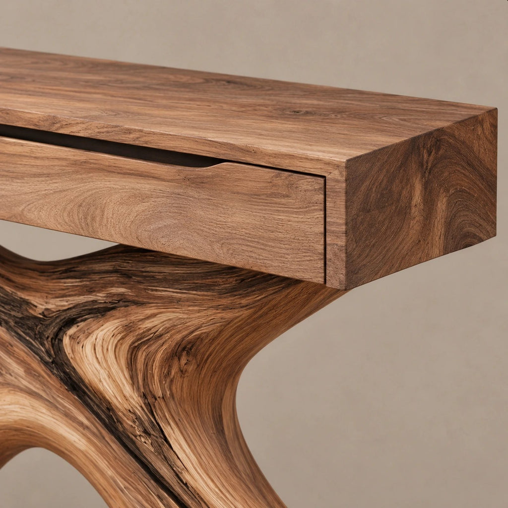 Contemporary Flowing X Leg Console Table With Drawers For Entryway