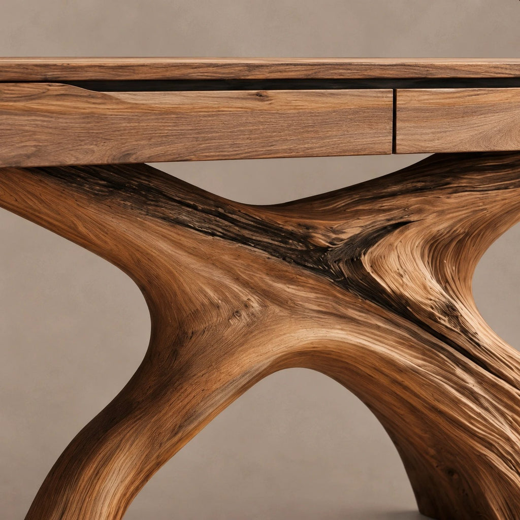 Contemporary Flowing X Leg Console Table With Drawers For Entryway