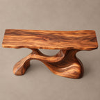 Organic Live Edge Console Table With Sculpted Wave Pedestal For Hallway