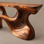 Organic Live Edge Console Table With Sculpted Wave Pedestal For Hallway