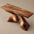 Mid Century Live Edge Console Table With Twisted Wave Base For Foyer