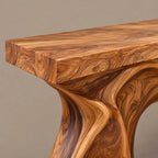 Modern Live Edge Console Table With Double Wave Base For Entryway
