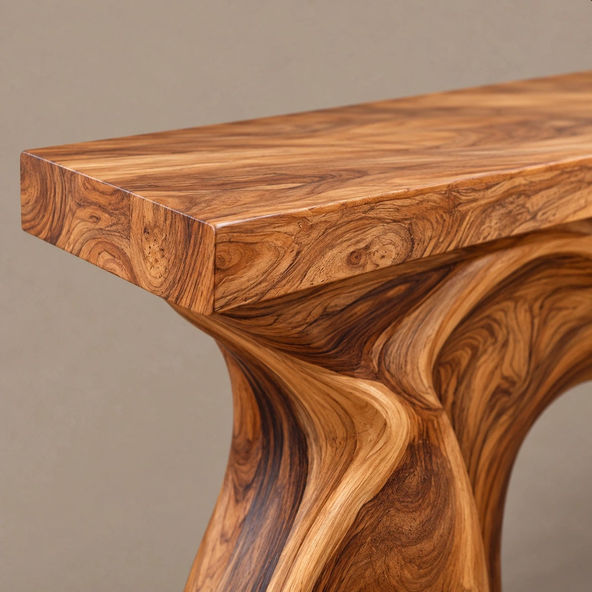 Modern Live Edge Console Table With Double Wave Base For Entryway