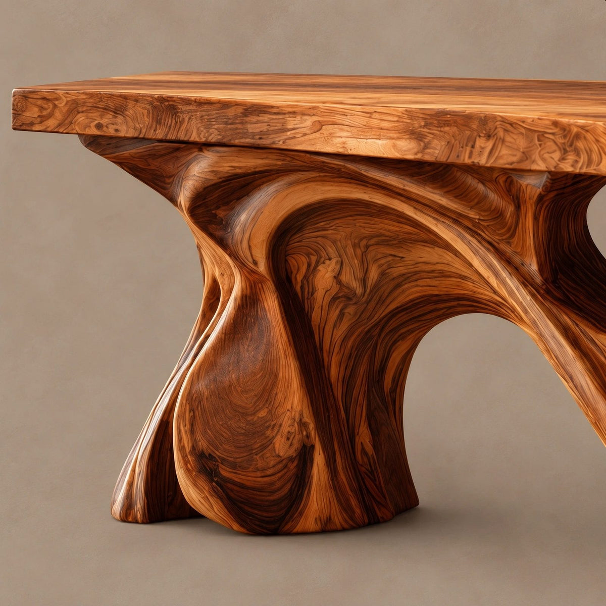 Modern Live Edge Console Table With Double Wave Base For Entryway