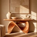 Organic Sculpted Console Table With Infinity Loop Base For Entryway