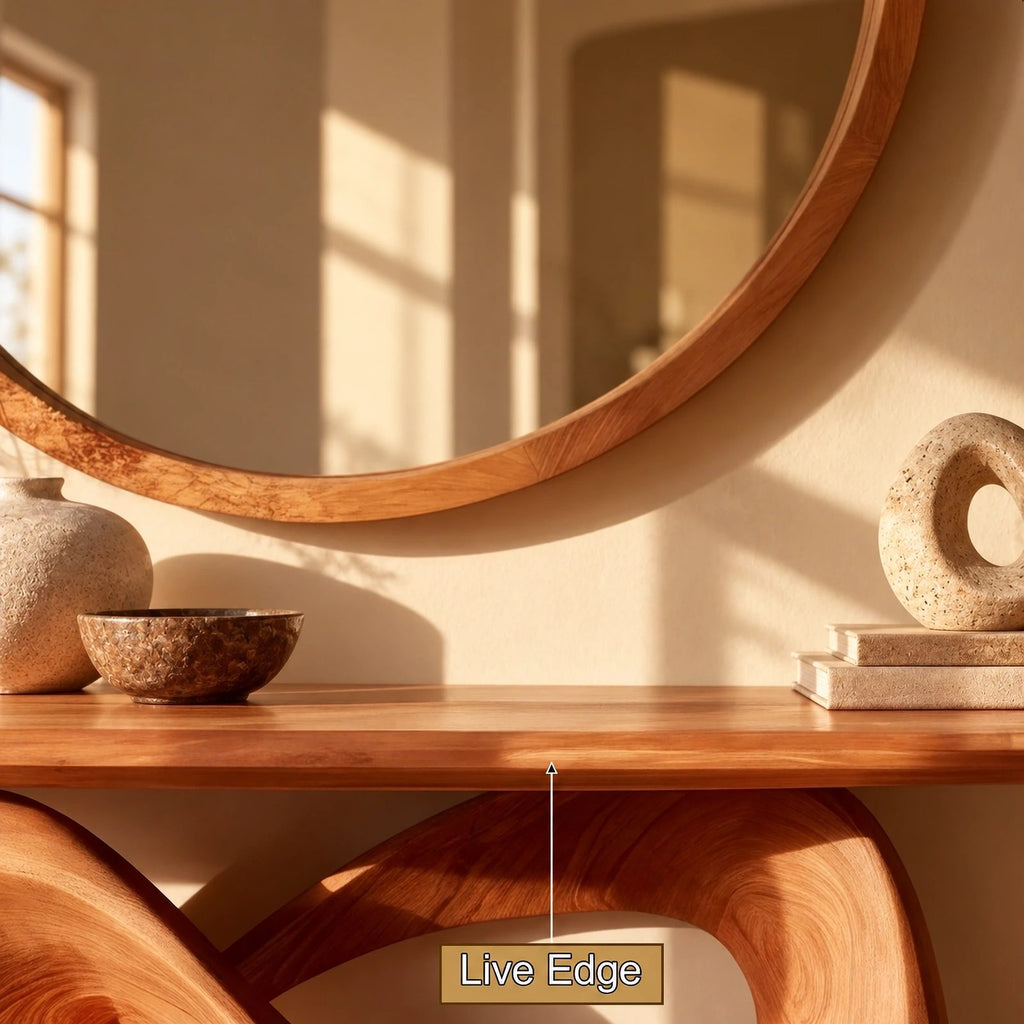 Organic Sculpted Console Table With Infinity Loop Base For Entryway