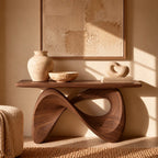 Organic Sculpted Console Table With Infinity Loop Base For Entryway