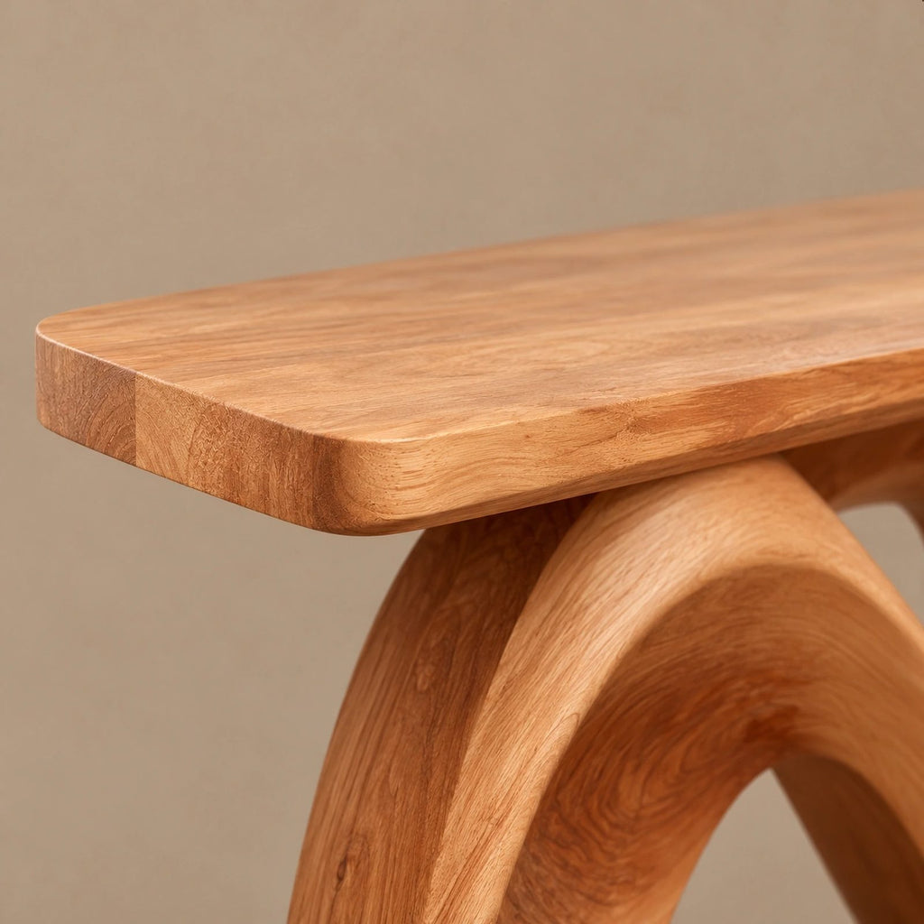 Organic Sculpted Console Table With Infinity Loop Base For Entryway