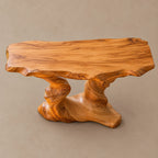 Rustic Live Edge Console Table With Sculpted Root Base For Entryway