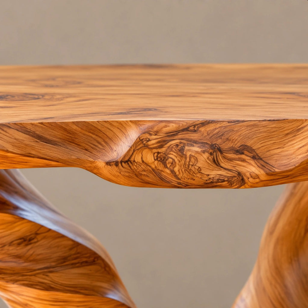 Rustic Live Edge Console Table With Sculpted Root Base For Entryway