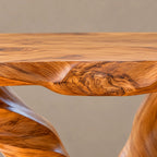 Rustic Live Edge Console Table With Sculpted Root Base For Entryway