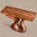 Sculptural Wood Console Table With Hourglass Curve Base For Entryway