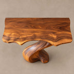 Modern Wood Console Table With Spiral Twist Base For Entryway