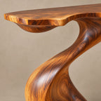 Modern Wood Console Table With Spiral Twist Base For Entryway