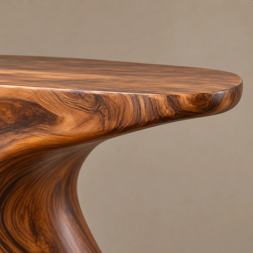 Organic Wood Console Table With Curved Branch Base For Entryway