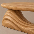 Modern Oval Coffee Table With Flowing Wave Base For Living Room