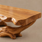 Handcrafted Live Edge Coffee Table With Twisted Root Base For Living Room
