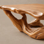Handcrafted Live Edge Coffee Table With Twisted Root Base For Living Room