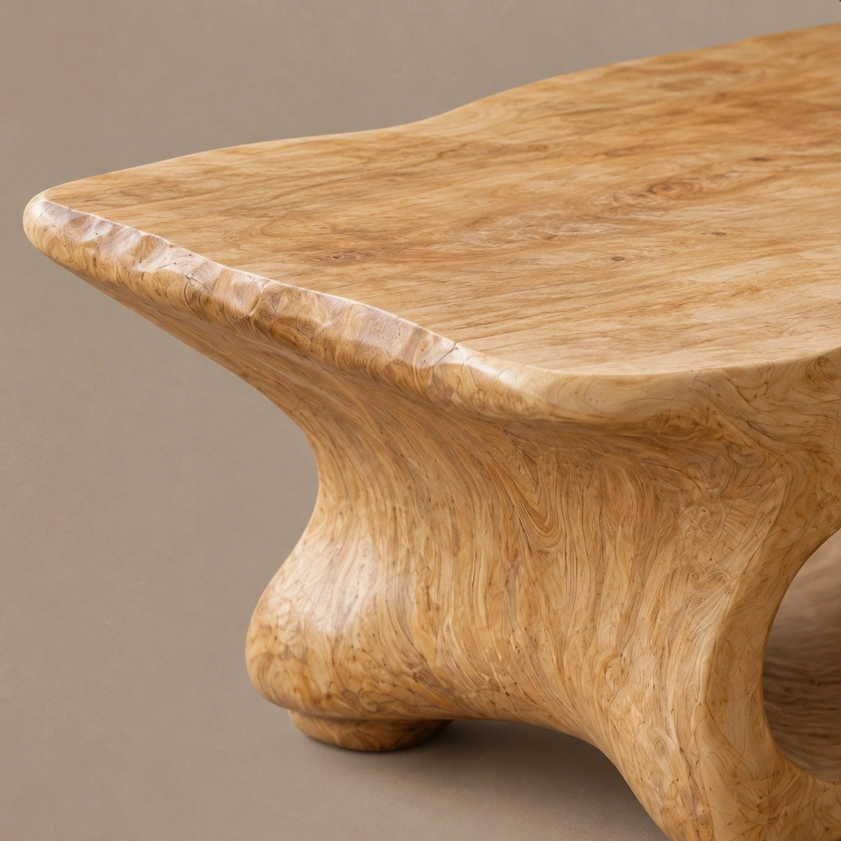 Contemporary Live Edge Coffee Table With Sculpted Wave Base For Living Room