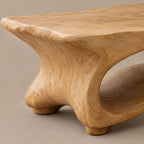 Contemporary Live Edge Coffee Table With Sculpted Wave Base For Living Room