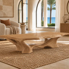 Modern Live Edge Coffee Table With Sculpted Root Pedestal For Living Room