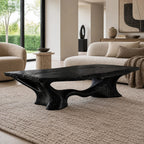 Modern Live Edge Coffee Table With Sculpted Root Pedestal For Living Room
