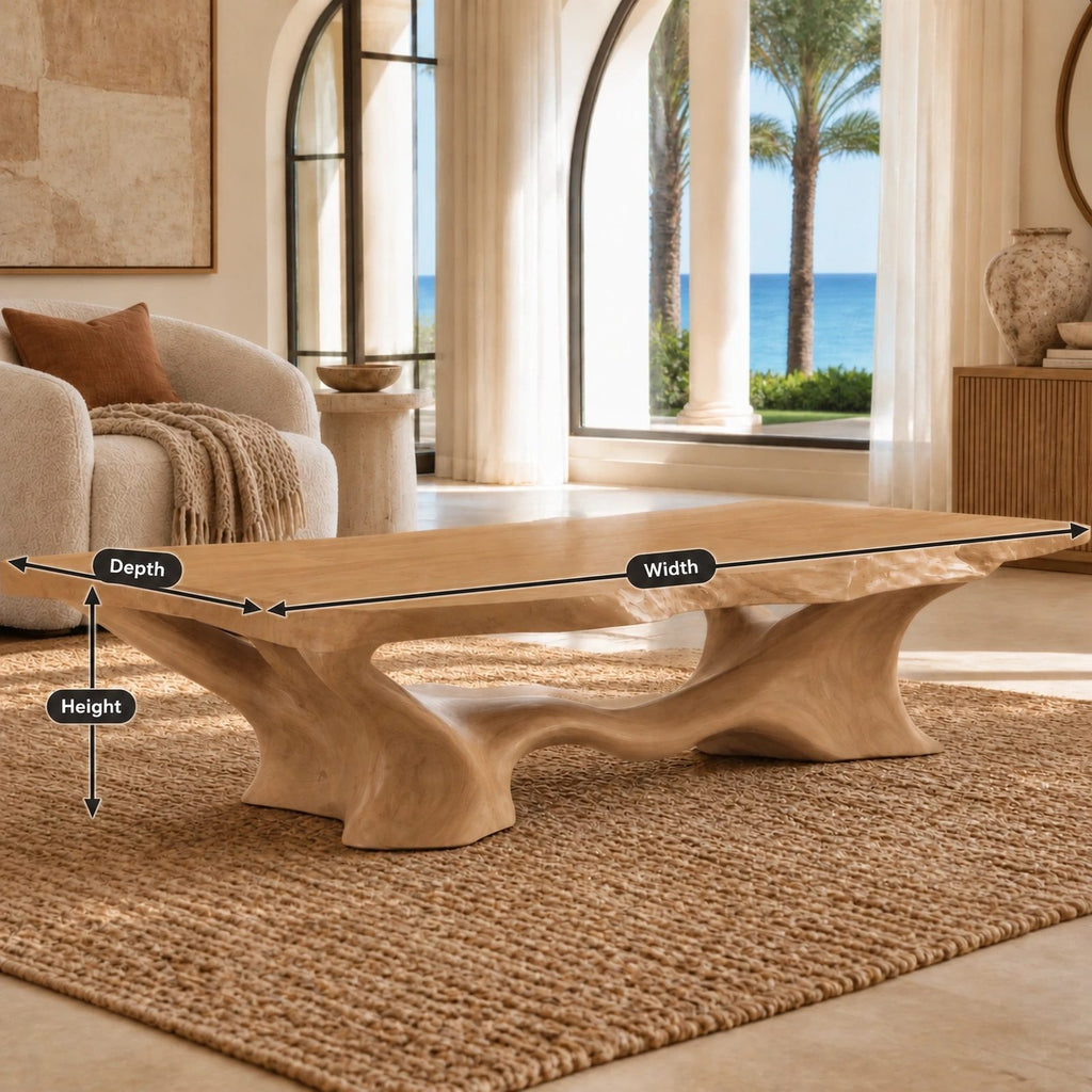 Modern Live Edge Coffee Table With Sculpted Root Pedestal For Living Room