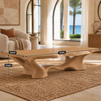 Modern Live Edge Coffee Table With Sculpted Root Pedestal For Living Room