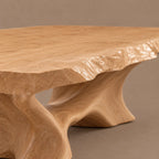 Modern Live Edge Coffee Table With Sculpted Root Pedestal For Living Room