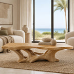 Organic Live Edge Coffee Table With Flowing Branch Base For Living Room