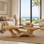 Organic Live Edge Coffee Table With Flowing Branch Base For Living Room