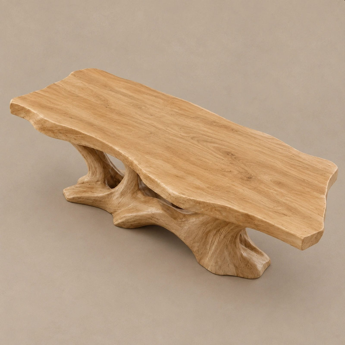 Organic Live Edge Coffee Table With Flowing Branch Base For Living Room