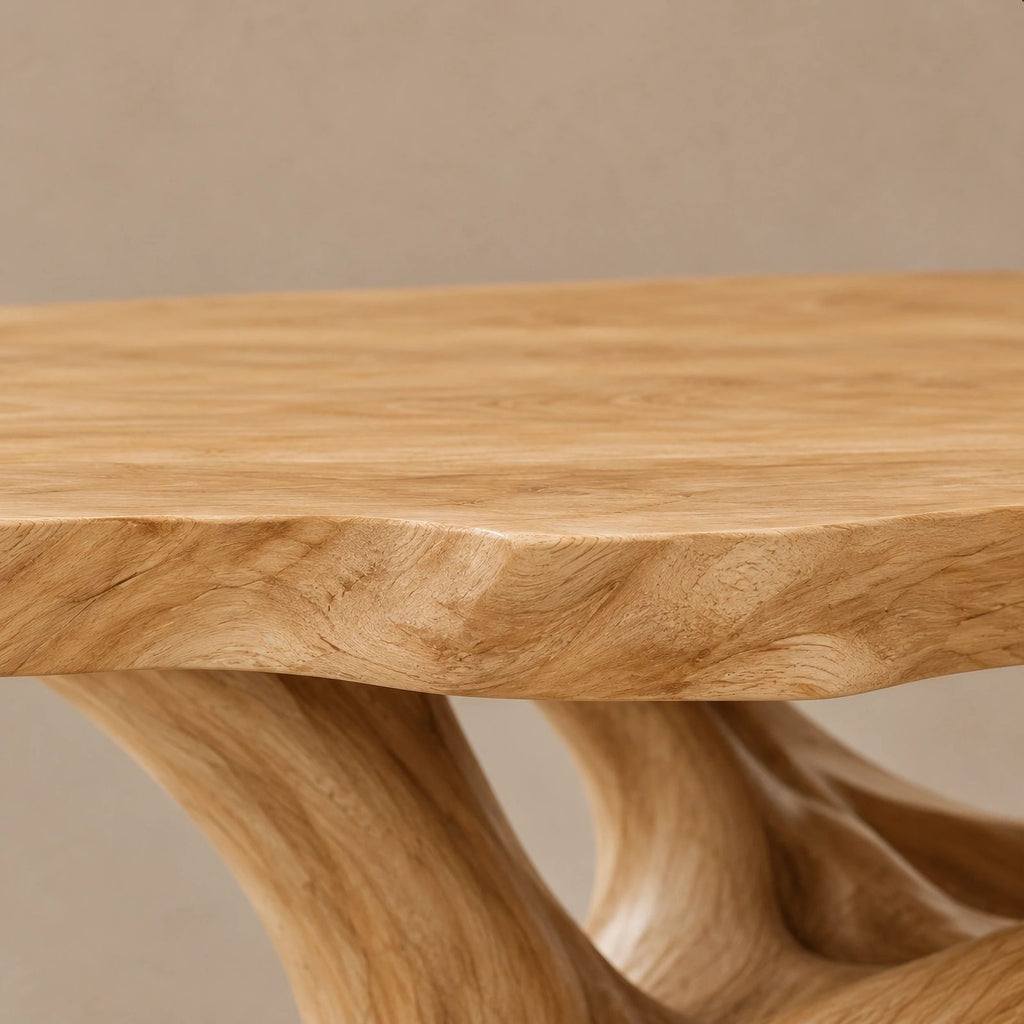 Organic Live Edge Coffee Table With Flowing Branch Base For Living Room