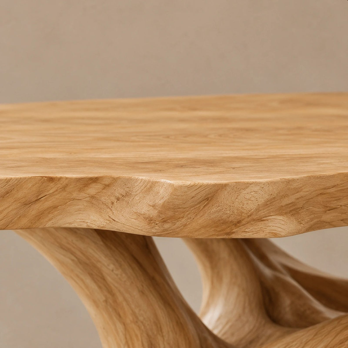 Organic Live Edge Coffee Table With Flowing Branch Base For Living Room