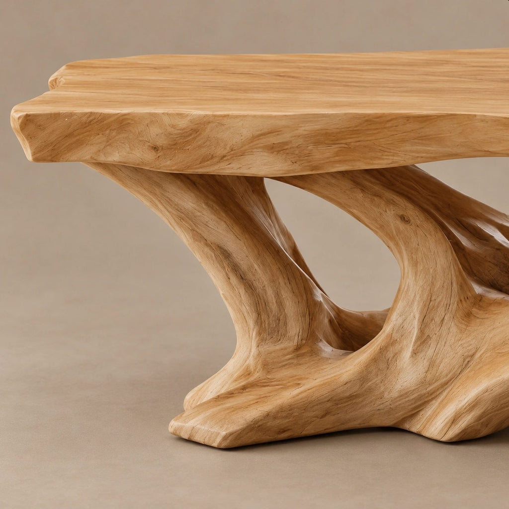 Organic Live Edge Coffee Table With Flowing Branch Base For Living Room