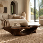 Sculptural Live Edge Coffee Table With Hollow Root Arch For Living Room