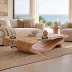 Sculptural Live Edge Coffee Table With Hollow Root Arch For Living Room