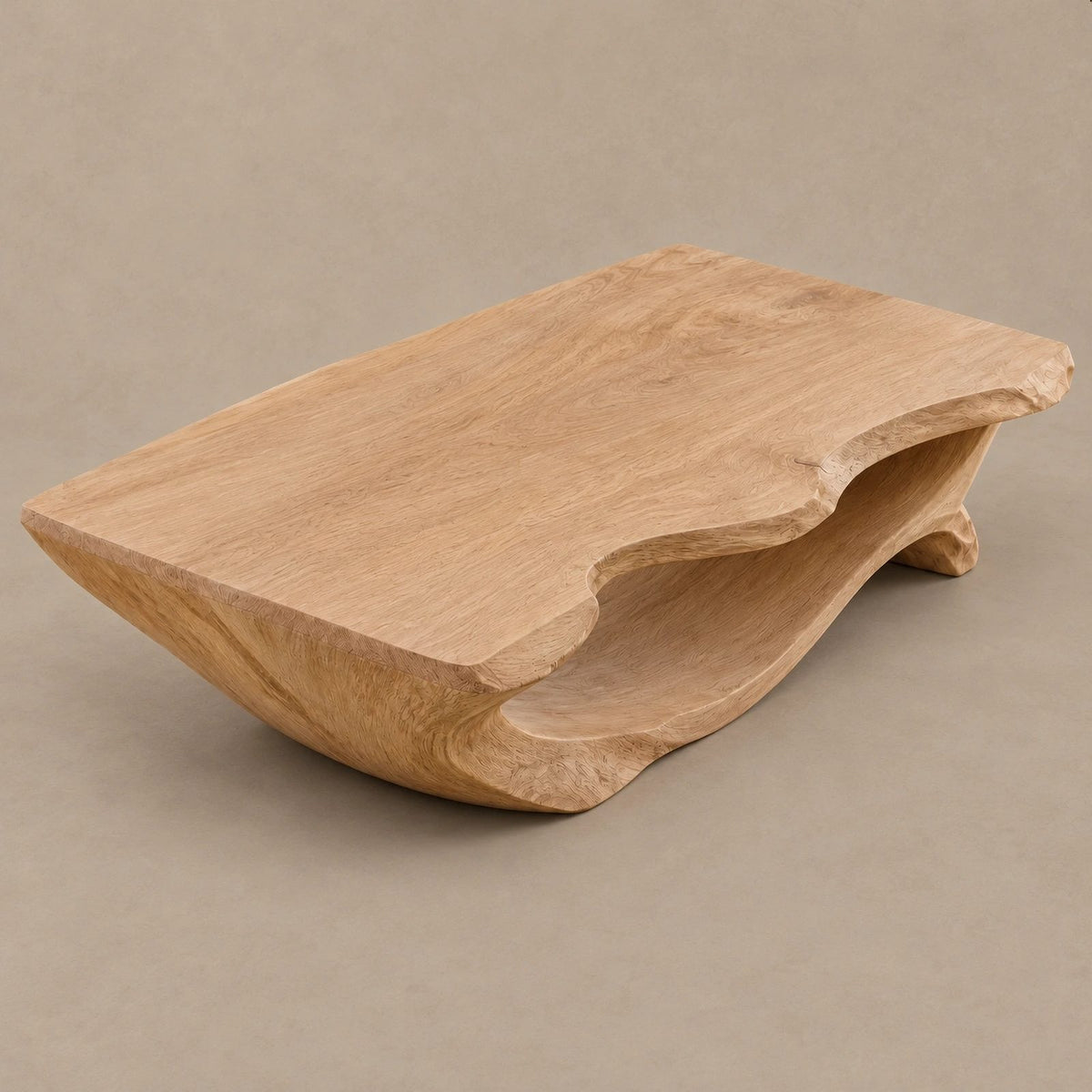 Sculptural Live Edge Coffee Table With Hollow Root Arch For Living Room