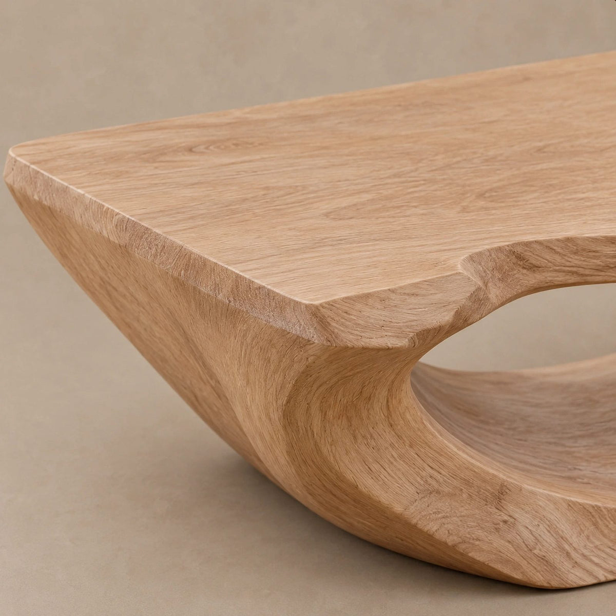 Sculptural Live Edge Coffee Table With Hollow Root Arch For Living Room