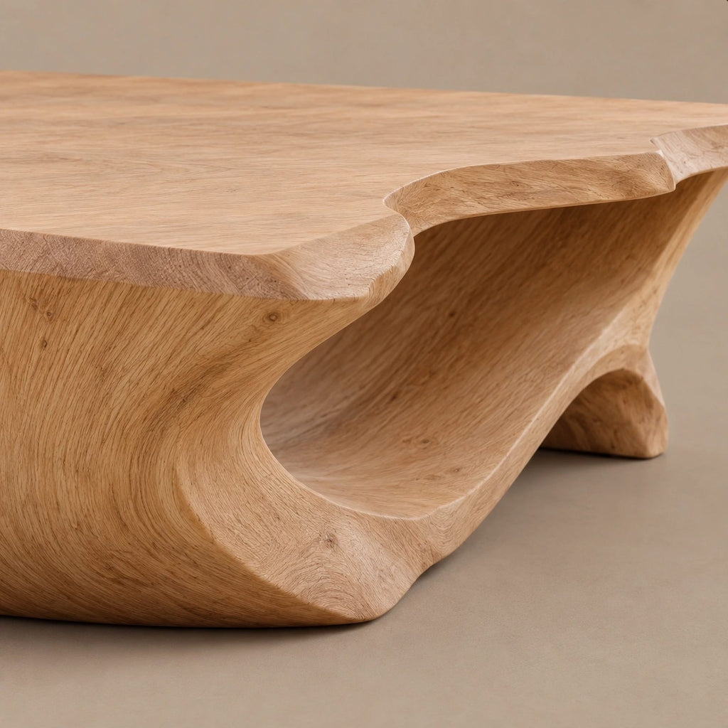 Sculptural Live Edge Coffee Table With Hollow Root Arch For Living Room