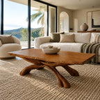 Freeform Live Edge Coffee Table With Woven Root Legs For Living Room