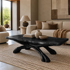 Freeform Live Edge Coffee Table With Woven Root Legs For Living Room