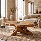 Natural Round Coffee Table With Spreading Root Base For Living Room