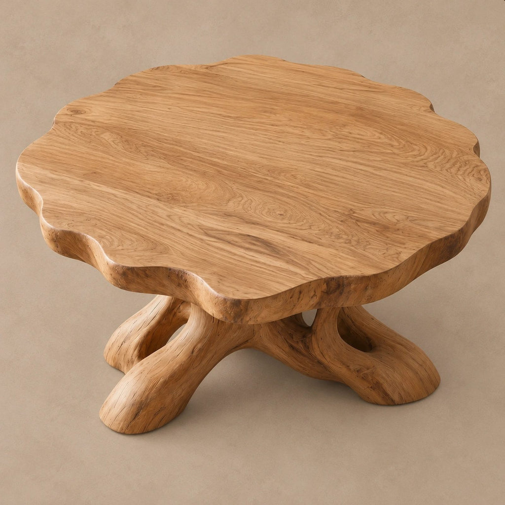 Natural Round Coffee Table With Spreading Root Base For Living Room