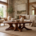 Statement Round Coffee Table With Starburst Root Base For Living Room