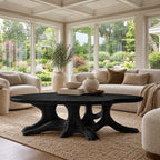 Statement Round Coffee Table With Starburst Root Base For Living Room