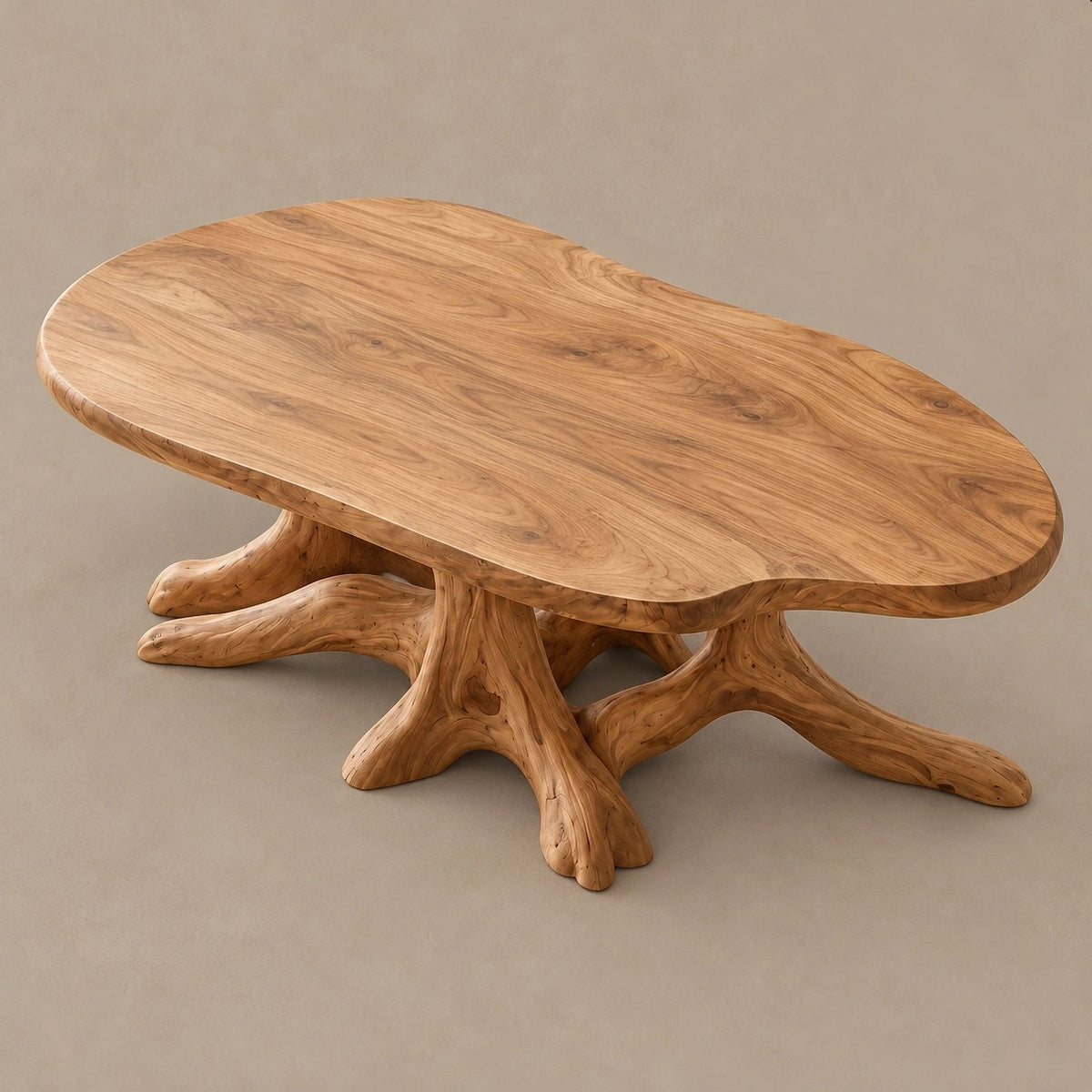 Statement Round Coffee Table With Starburst Root Base For Living Room