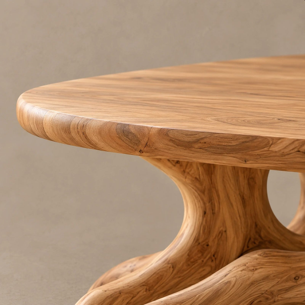 Statement Round Coffee Table With Starburst Root Base For Living Room