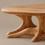Statement Round Coffee Table With Starburst Root Base For Living Room